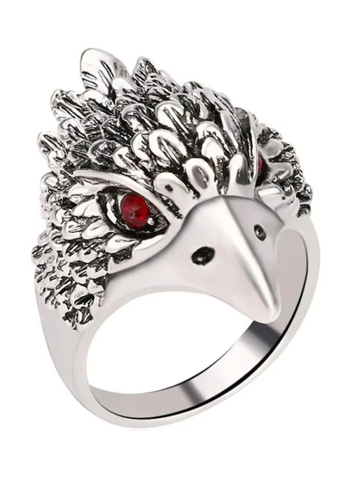 Eagle Head Band Vintage Rhinestone Ring