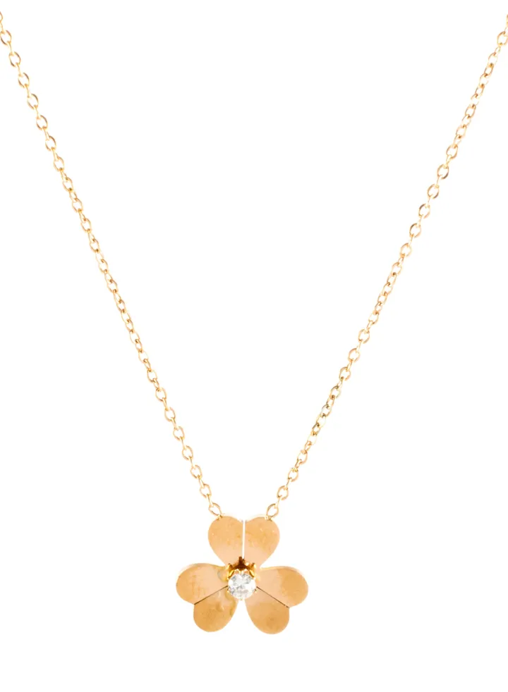 Stainless Steel Necklace with a Flower Pendant