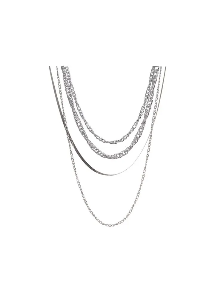 4 Chains Silver Necklace