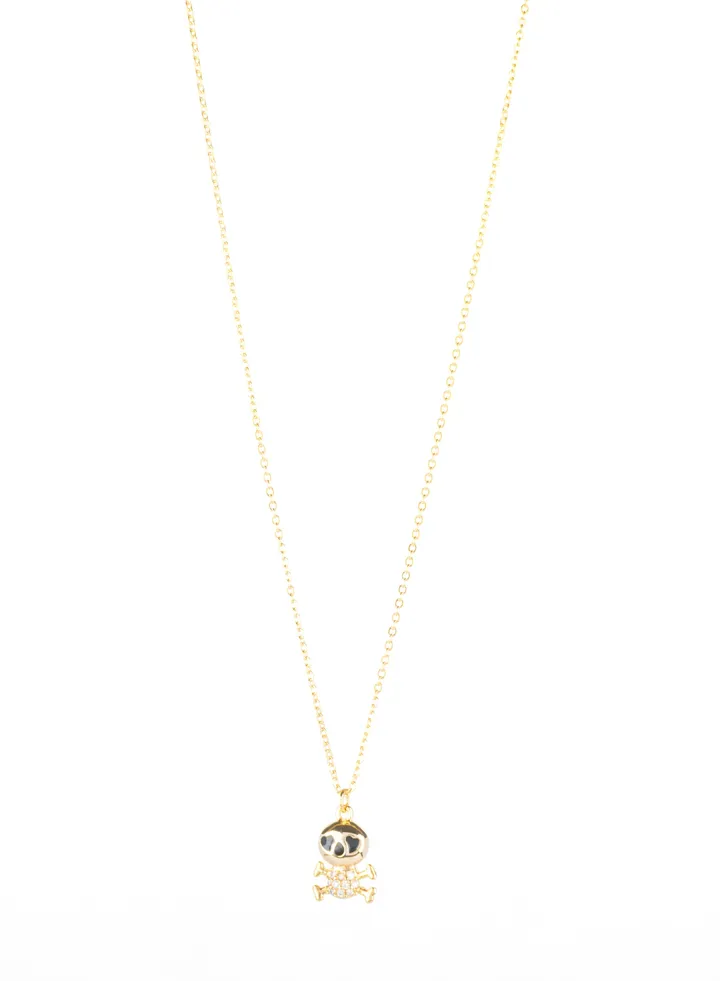Platinum Necklace Zirconic Baby Skelton