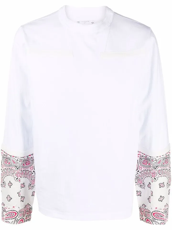 contrast-sleeve cotton T-shirt
