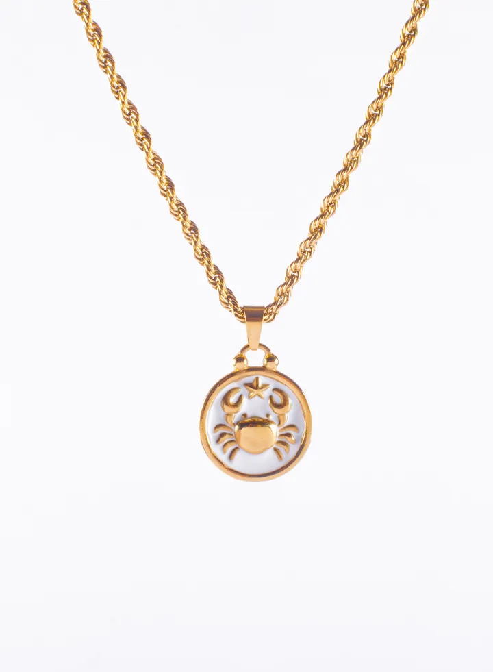 Stainless Steel Necklace Golden Zodiac Series "Cancer"