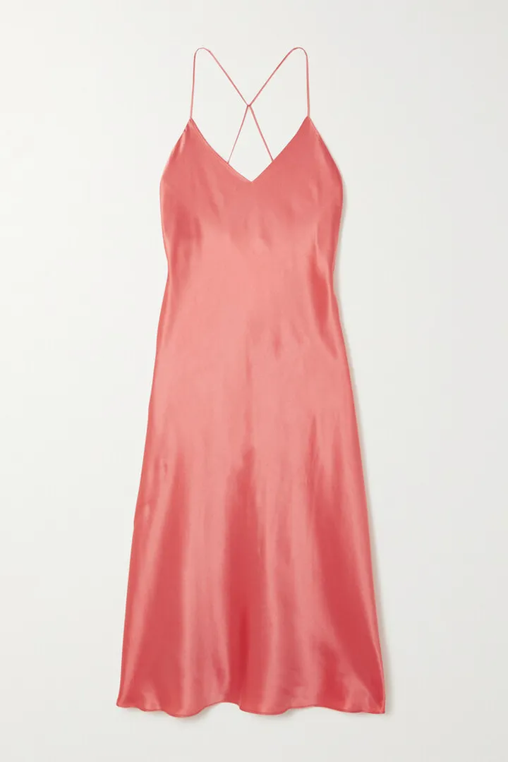 Olivia von Halle - Mossy Silk-satin Chemise - Pink