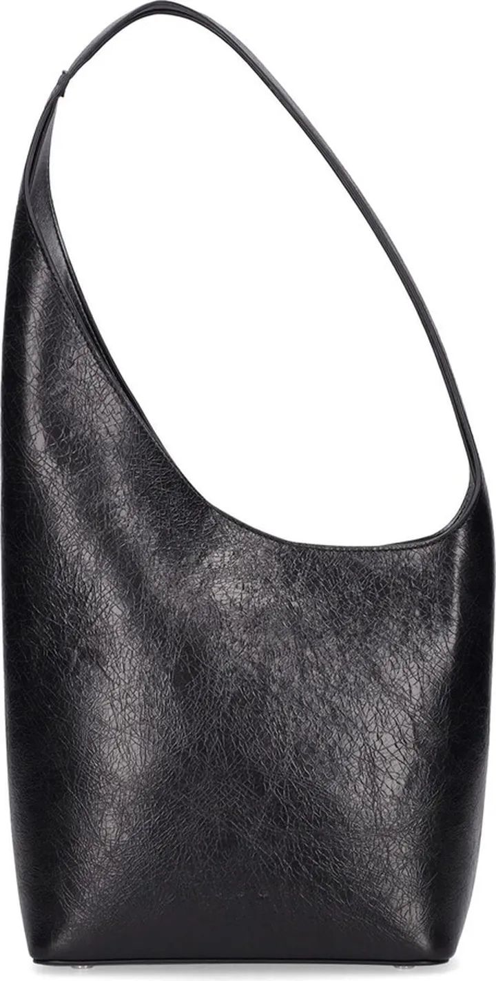 Demi Lune crackled leather bag