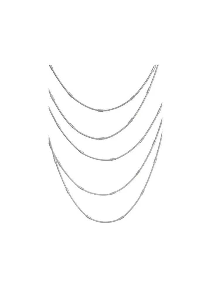 4 Chains Silver Necklace