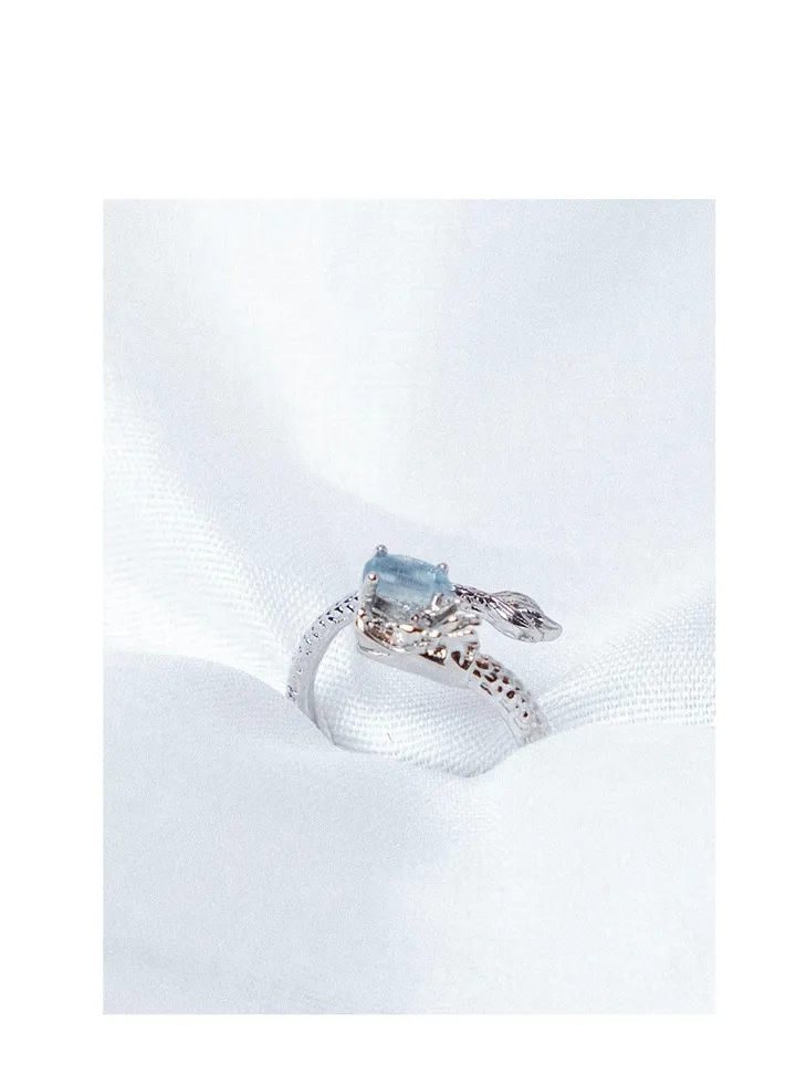 Free Size,Fashion Natural Aquamarine Crystal Dragon Ring,Men's and Women's Boys and Girls,Best Gifts