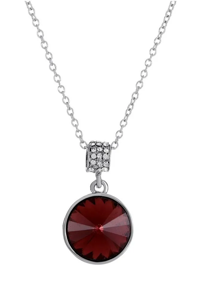 Vintage Zircon Round Necklace Red