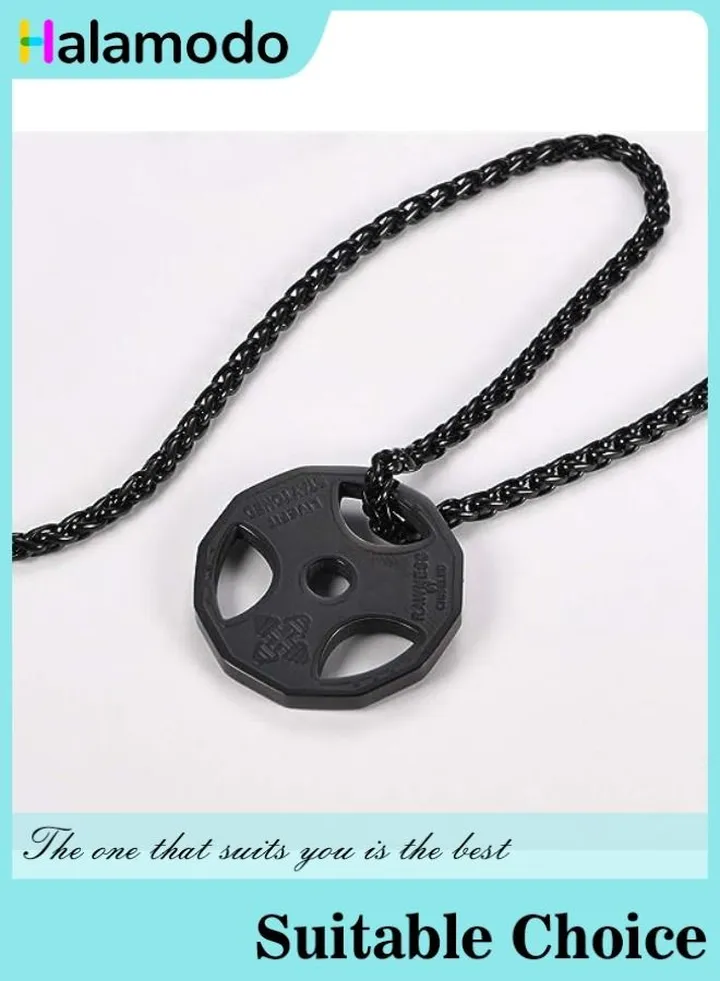Titanium Steel Dumbbell Pendant Trendy Barbell Necklace for Unisex