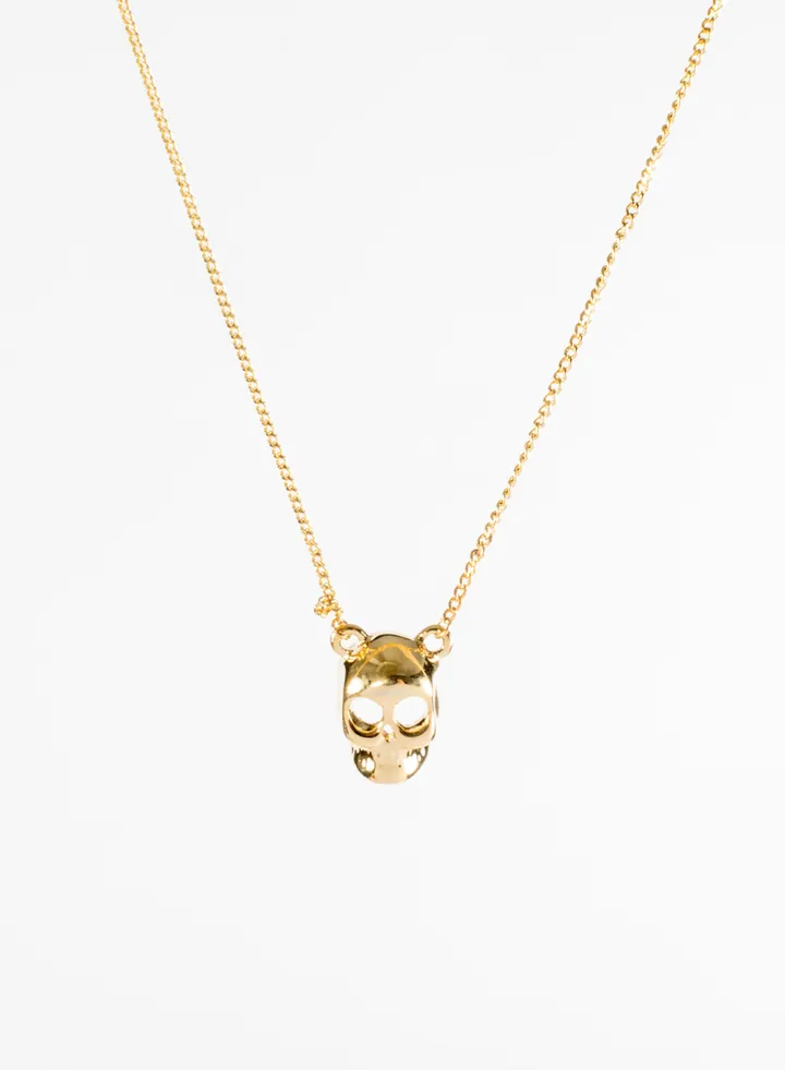 Stainless Steel Necklace Gold with a Skull Pendant