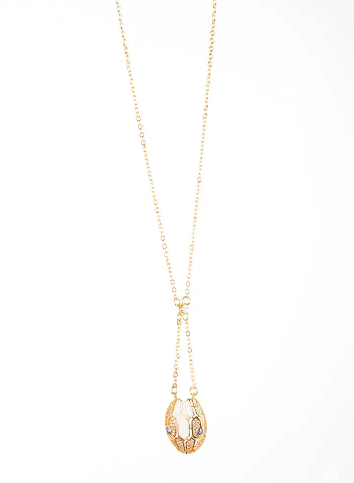 Chinese Gold Necklace - Sneak Head - White