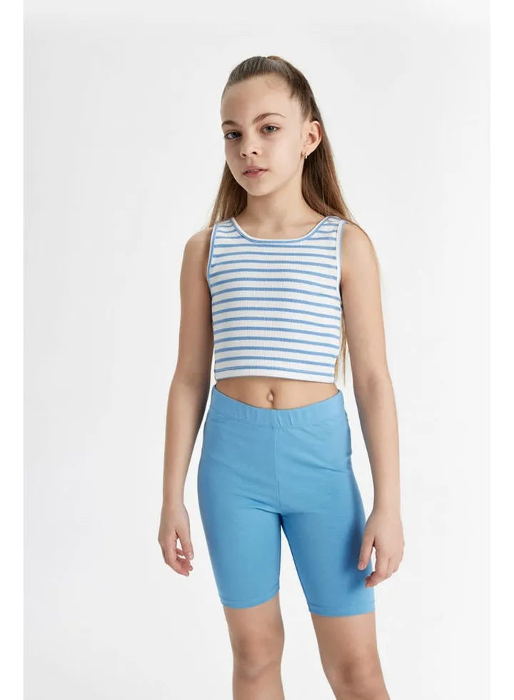 Girl Cropped Fit Crew Neck Sleeveless Knitted Top