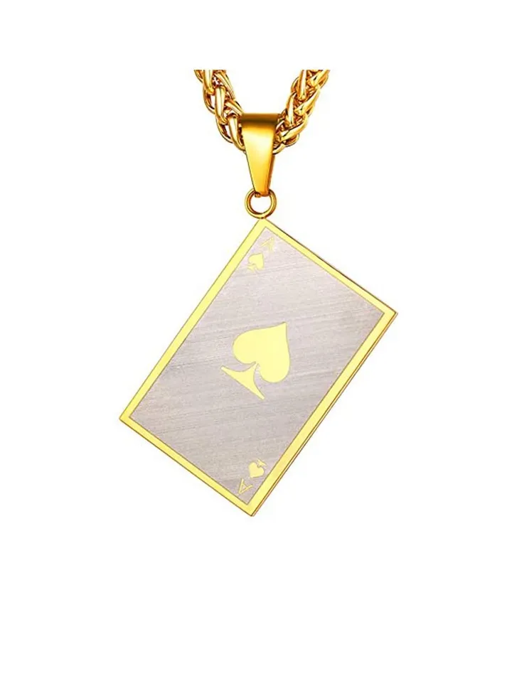 Hip Hop Playing Cards Titanium Steel Necklace