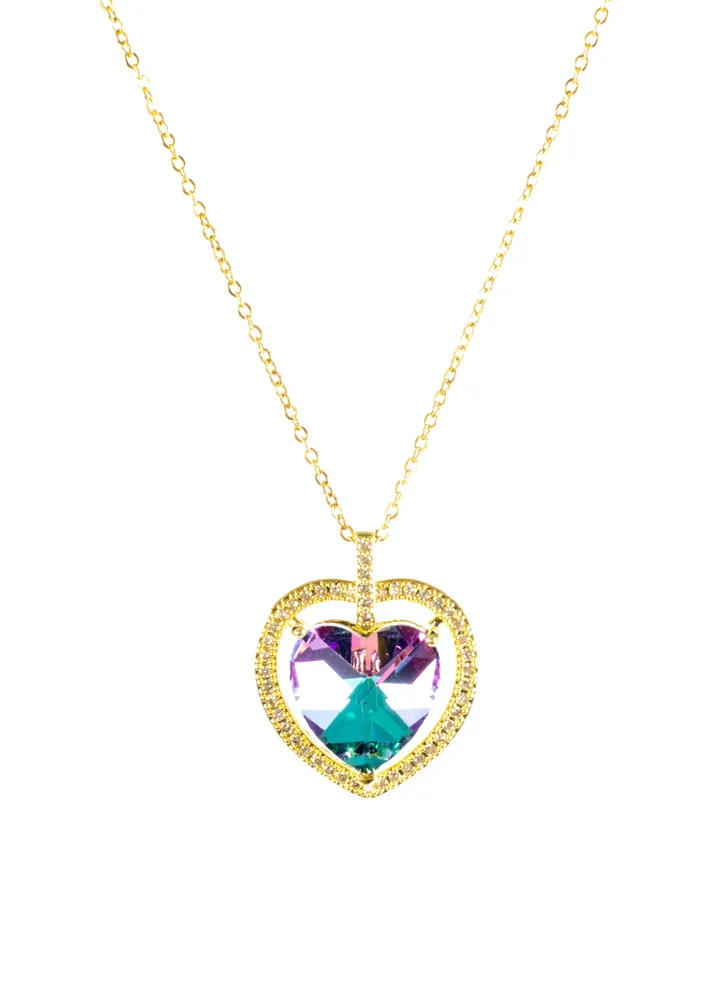 Stainless Steel Necklace With a Zirconic Crystal Stone Heart Pendant