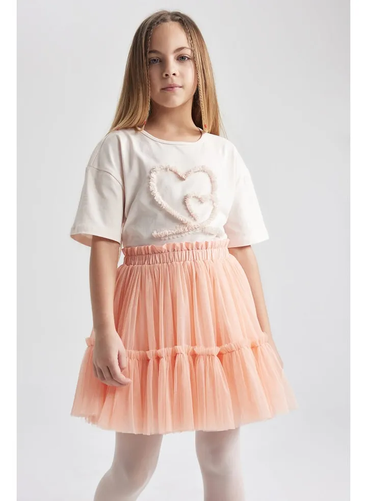 Girl Regular Fit Knitted Short Sleeve Body