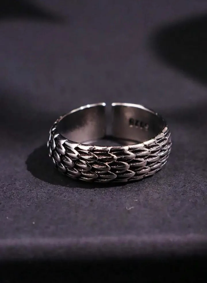 Elegant And Modern Antique Silver Plated Ring For Men One Size