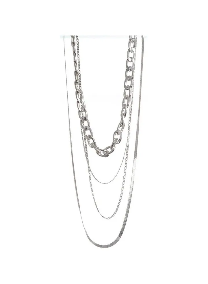 4 Chains Silver Necklace