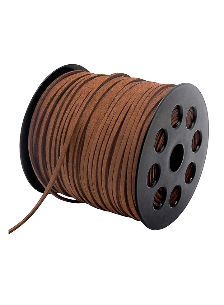 2.6mm Suede Cord, 100 Yards Flat Faux Leather Cord for Necklaces, Bracelets, Jewelry Making, Beading and DIY Crafts (Black)