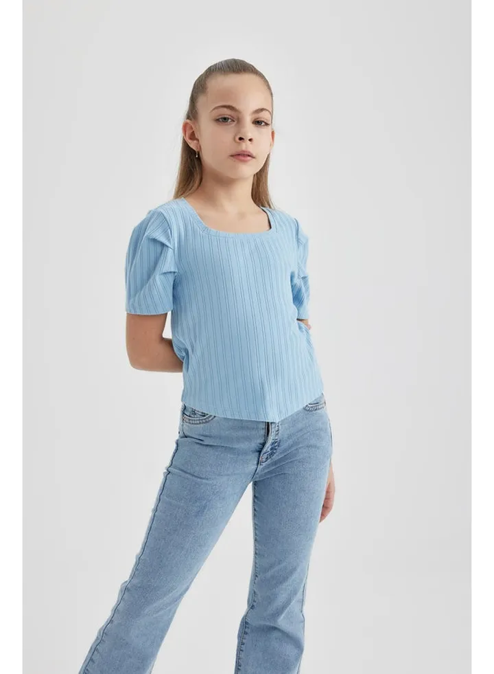 Girl Cropped Fit Knitted Short Sleeve Body