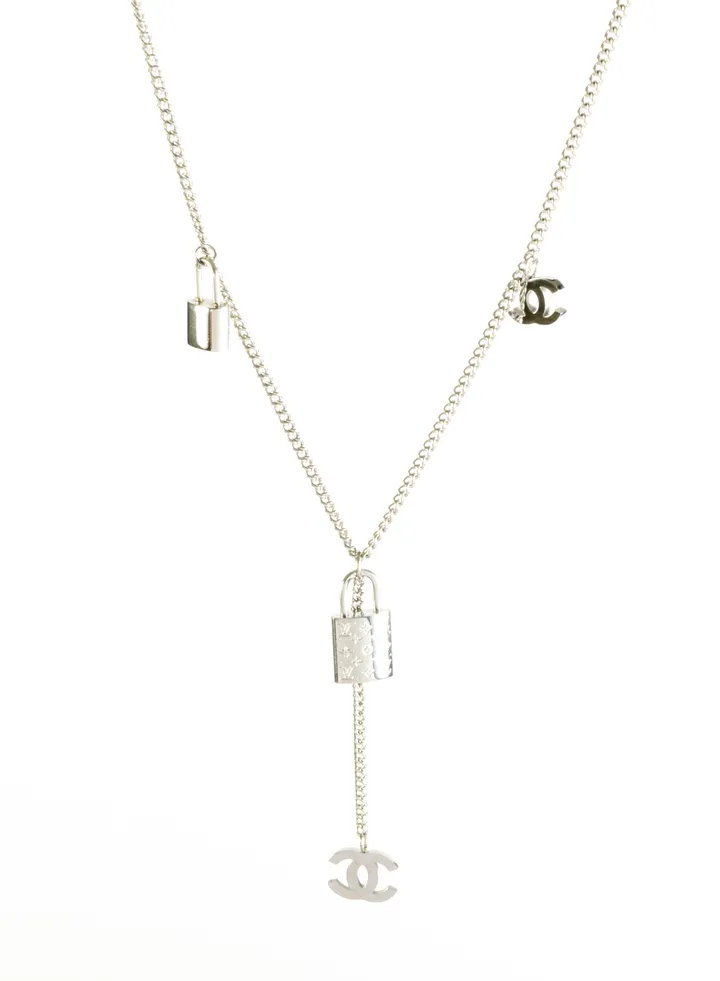 Stainless Steel Necklace Silver with a Lock Pendant
