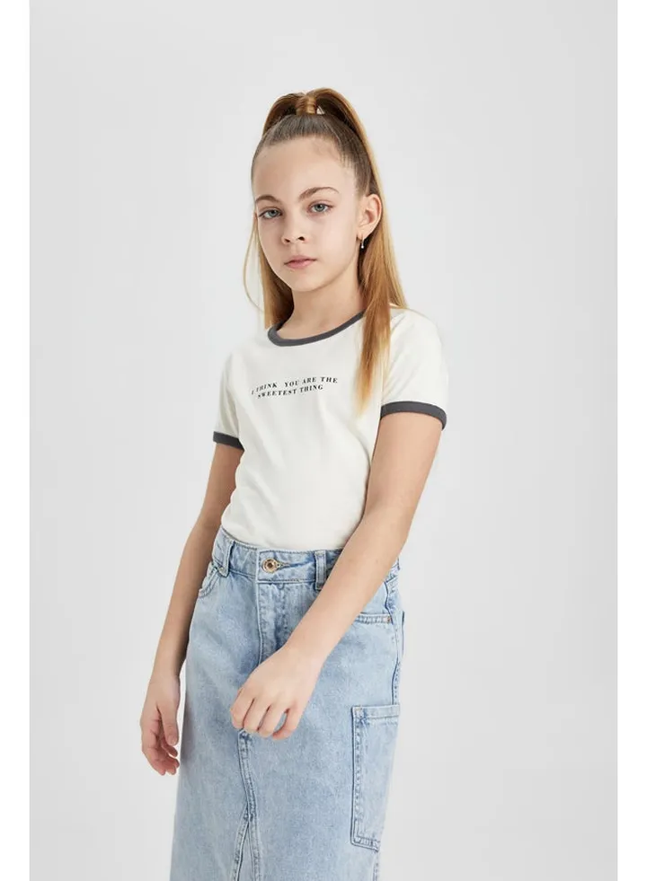 Girl Cropped Fit Knitted Short Sleeve Body