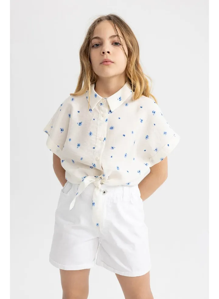 Girl Cropped Fit Woven Short Sleeve Shirt
