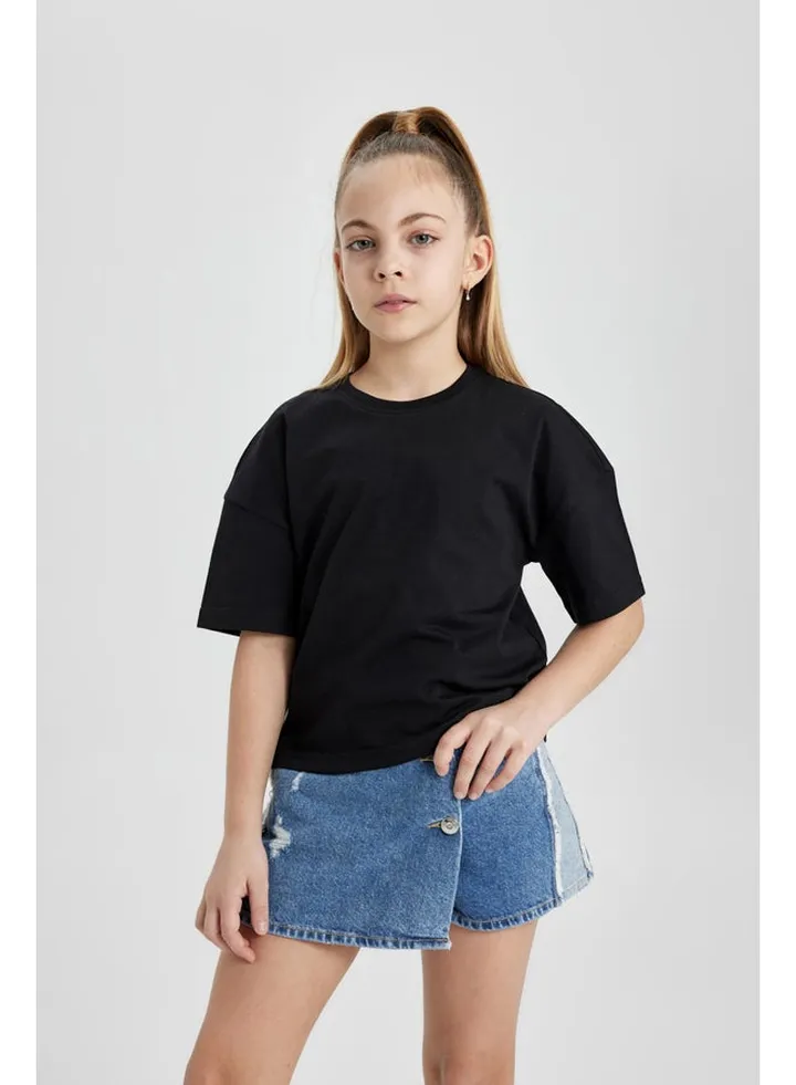 Girl Cropped Fit Knitted Short Sleeve Body