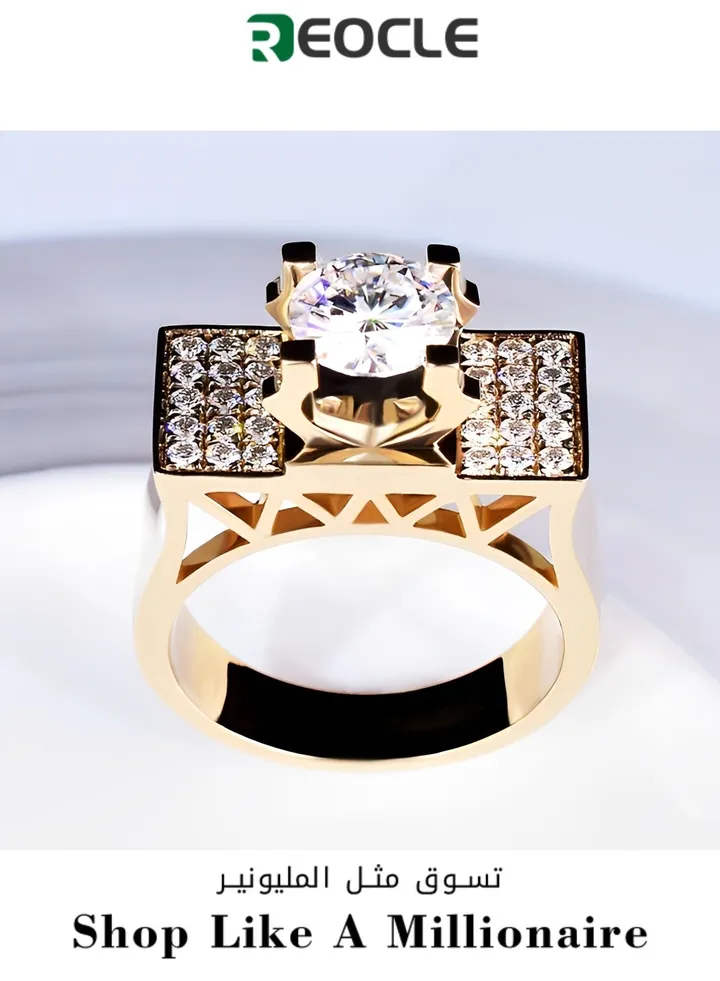 Imitation Moissanite Diamond Ring 1 Carat Noble and Domineering Emperor's Coronation Crown Men's Ring
