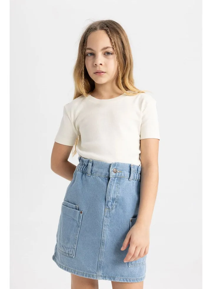 Girl Slim Fit Knitted Short Sleeve Body