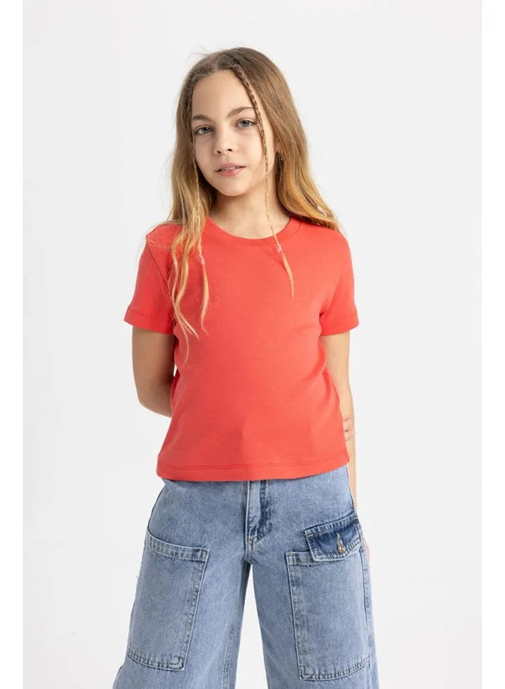 Girl Slim Fit Knitted Short Sleeve Body