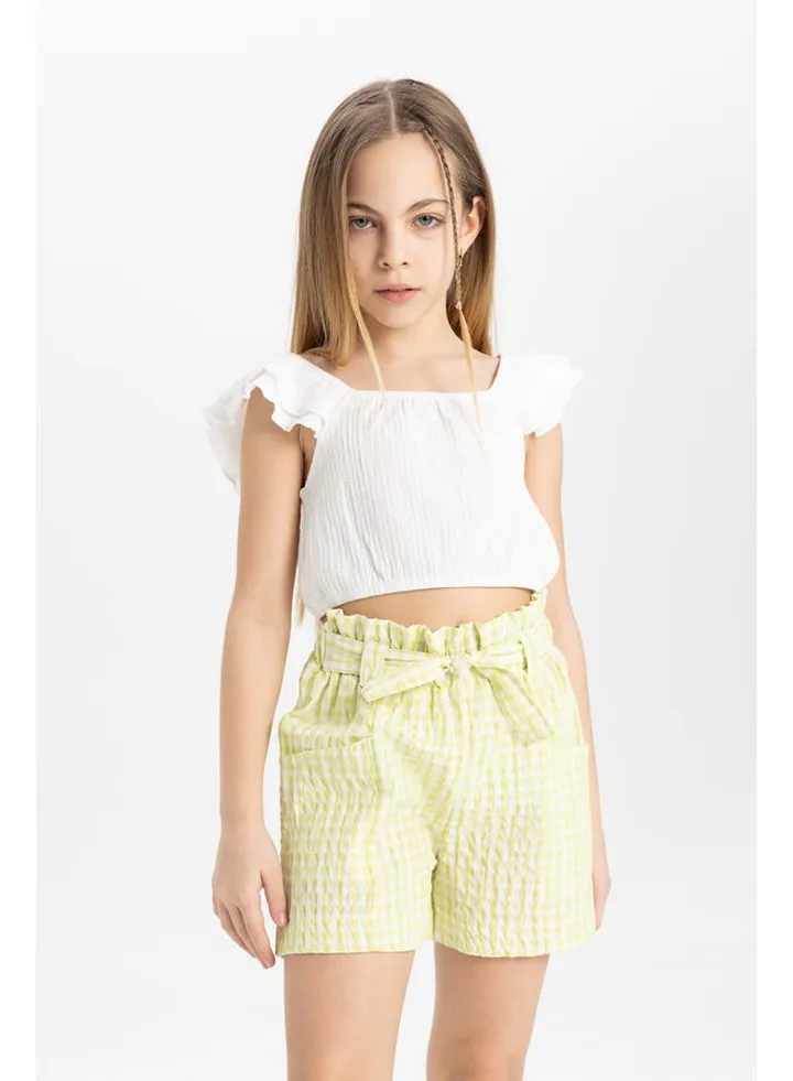 Girl Slim Fit Short Sleeve Knitted Top