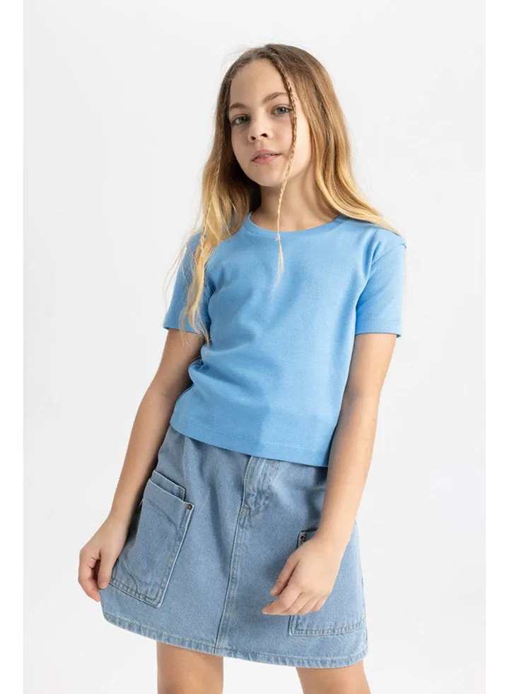 Girl Slim Fit Knitted Short Sleeve Body