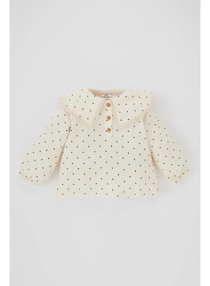 BabyGirl Regular Fit Big Neck Long Sleeve Woven Long Sleeve Shirt