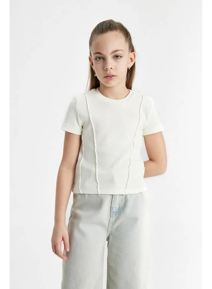 Girl Slim Fit Knitted Short Sleeve Body