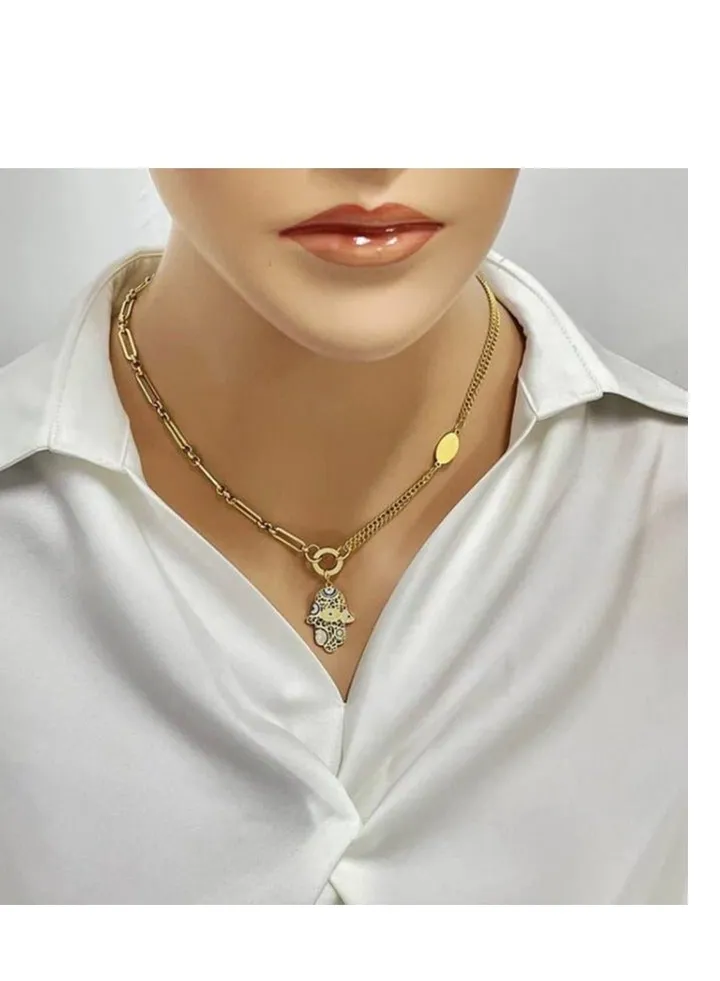 Fixed gold stainless steel chain, length 45cm + 5cm extension