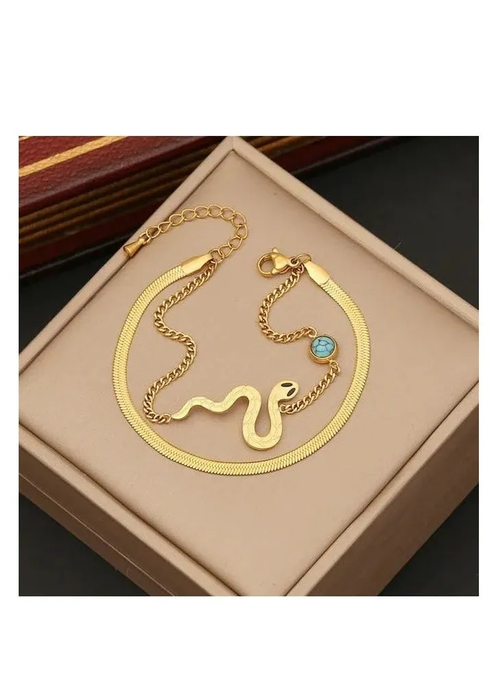 Fixed gold stainless steel chain, length 45cm + 5cm extension