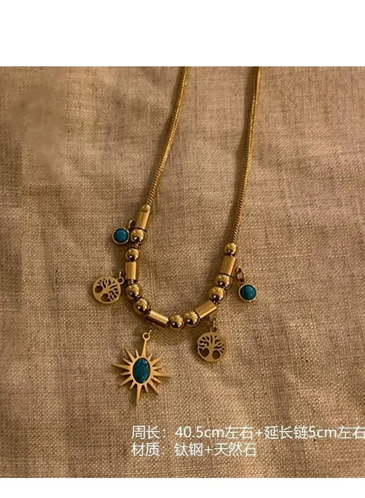 Fixed gold stainless steel chain, length 45cm + 5cm extension