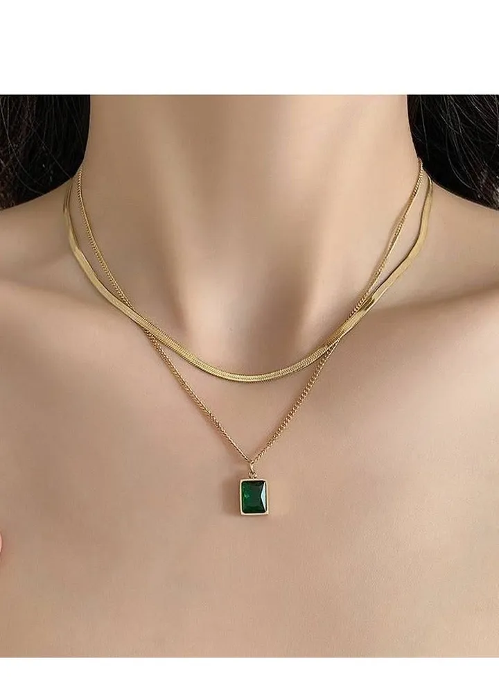 Fixed gold stainless steel chain, length 45cm + 5cm extension