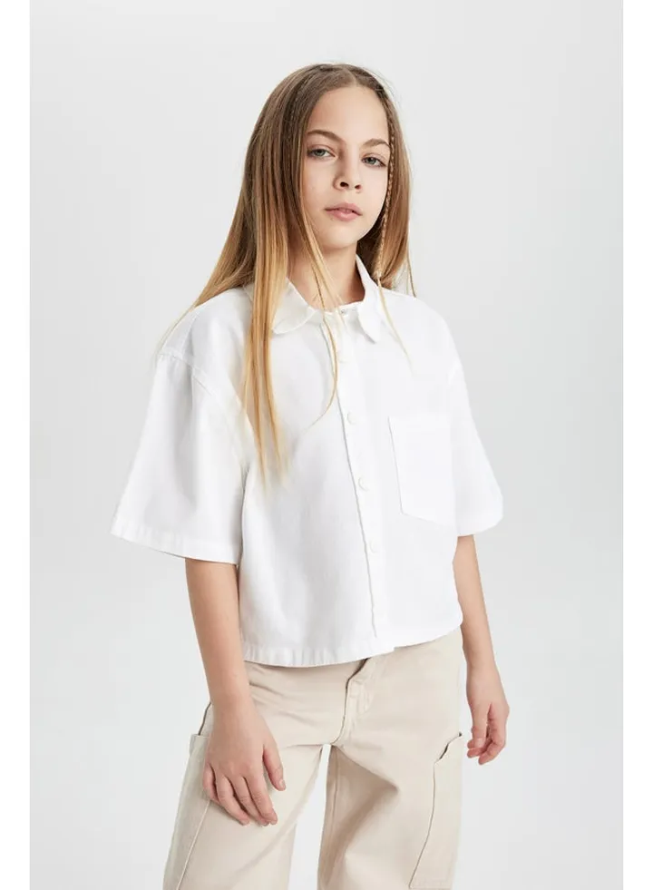 Girl Boxy Fit Woven Short Sleeve Shirt