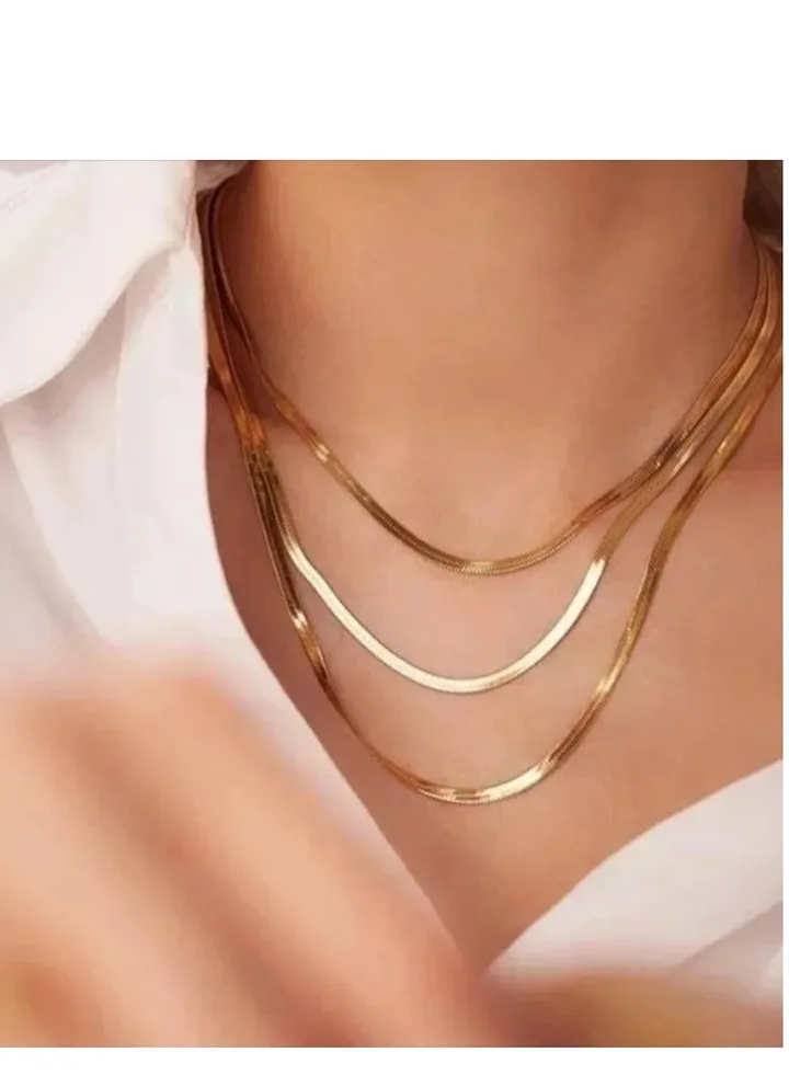 Fixed gold stainless steel chain, length 45cm + 5cm extension