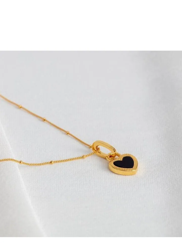Fixed gold stainless steel chain, length 45cm + 5cm extension-Black
