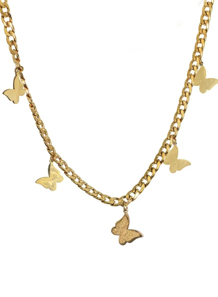 Fixed gold stainless steel chain, length 45cm + 5cm extension