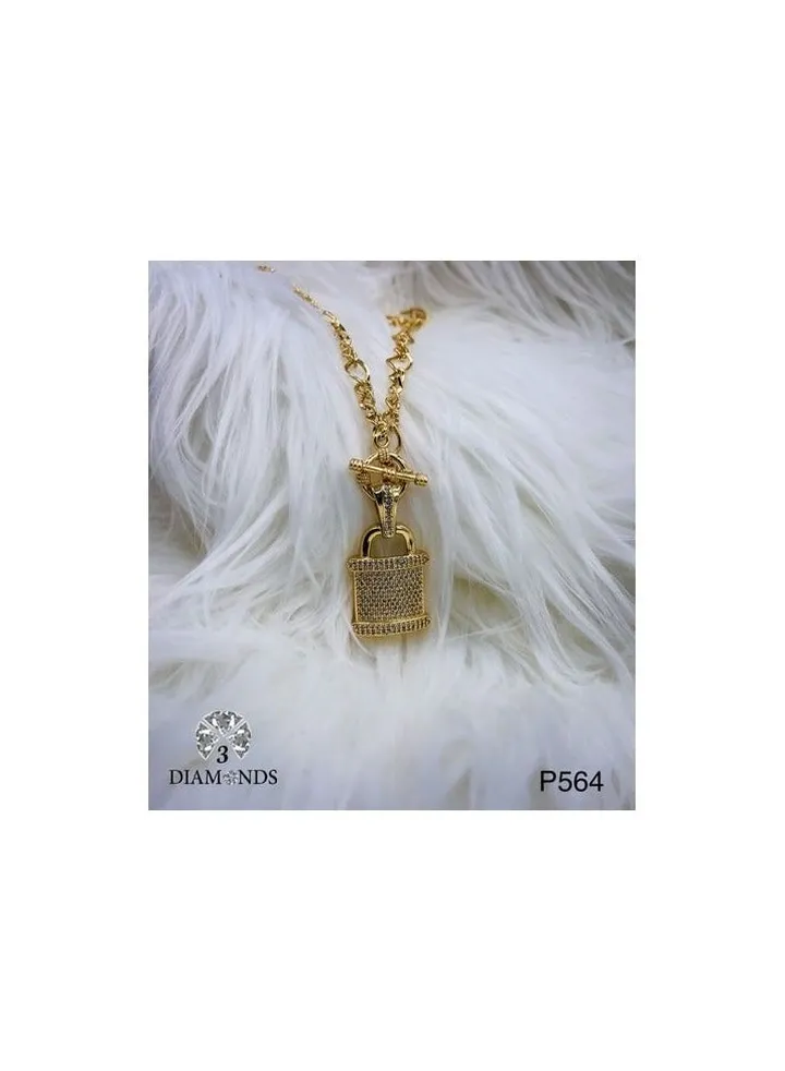 Unlock Elegance: High-Quality Gold-Plated Platinum Lock Necklace