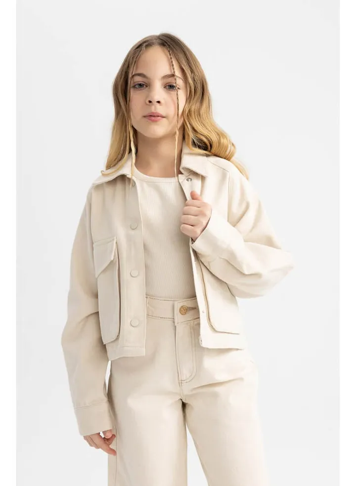 Girl Shacket Woven Long Sleeve Shirt