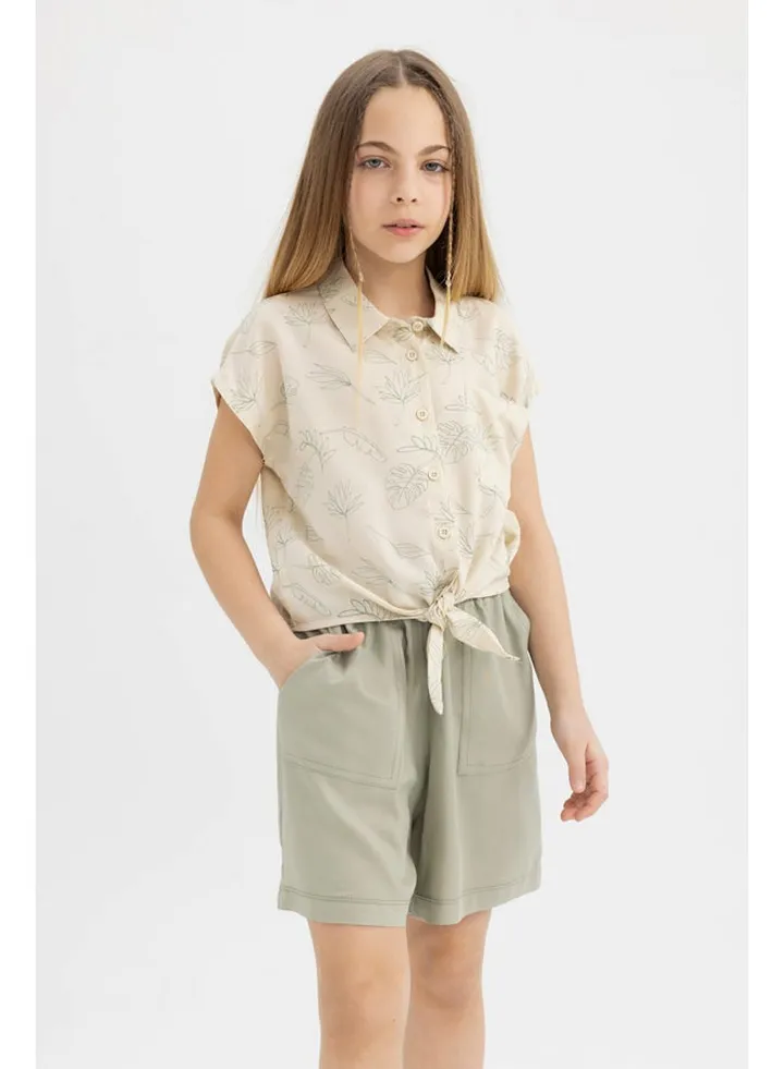 Girl Cropped Fit Woven Short Sleeve Shirt
