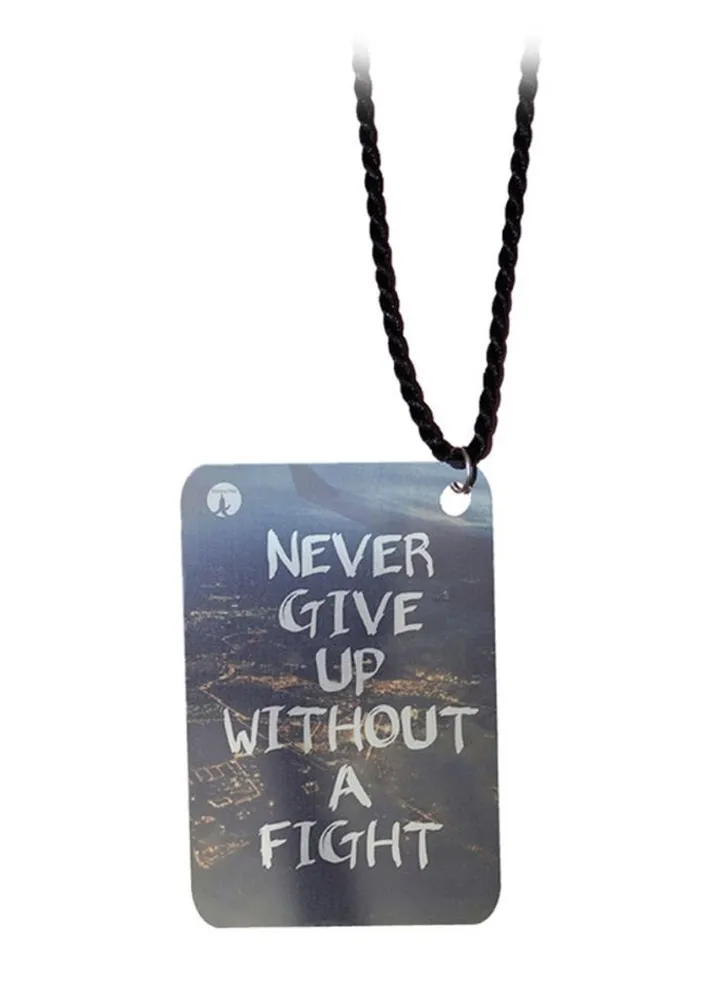 Never Give Up Without A Fight Metal Pendant Necklace