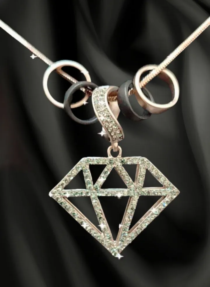 Diamond Shape Pendant Necklace For Women -Platinum Plated,High Quality