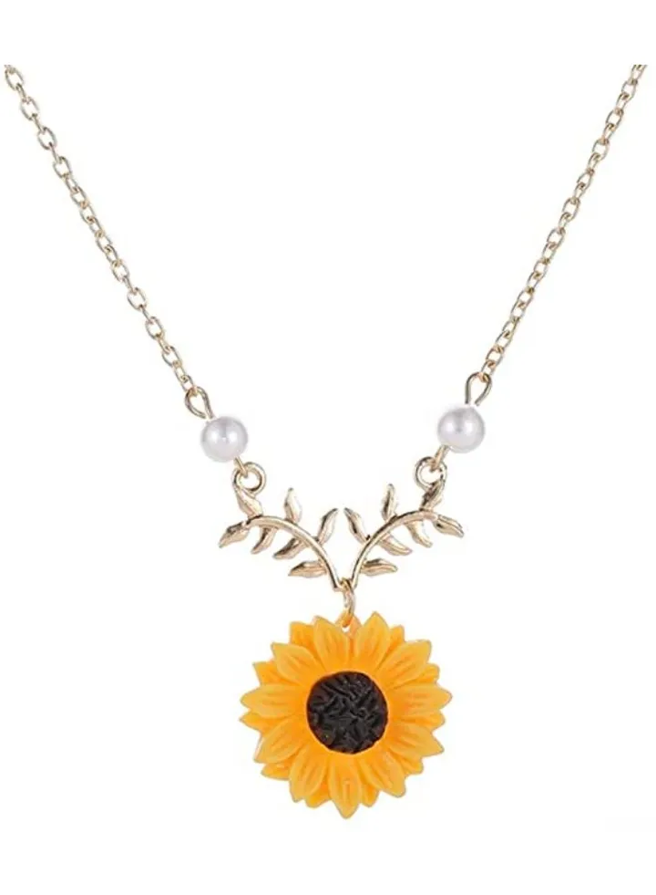 Cute Sunflower Shape Petal Pendant Necklace