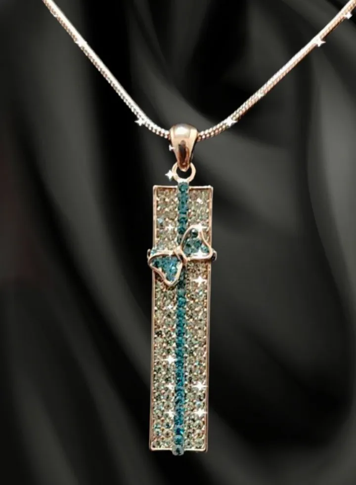 Bow Shape Pendant Necklace For Women - Platinum Plated, High Quality