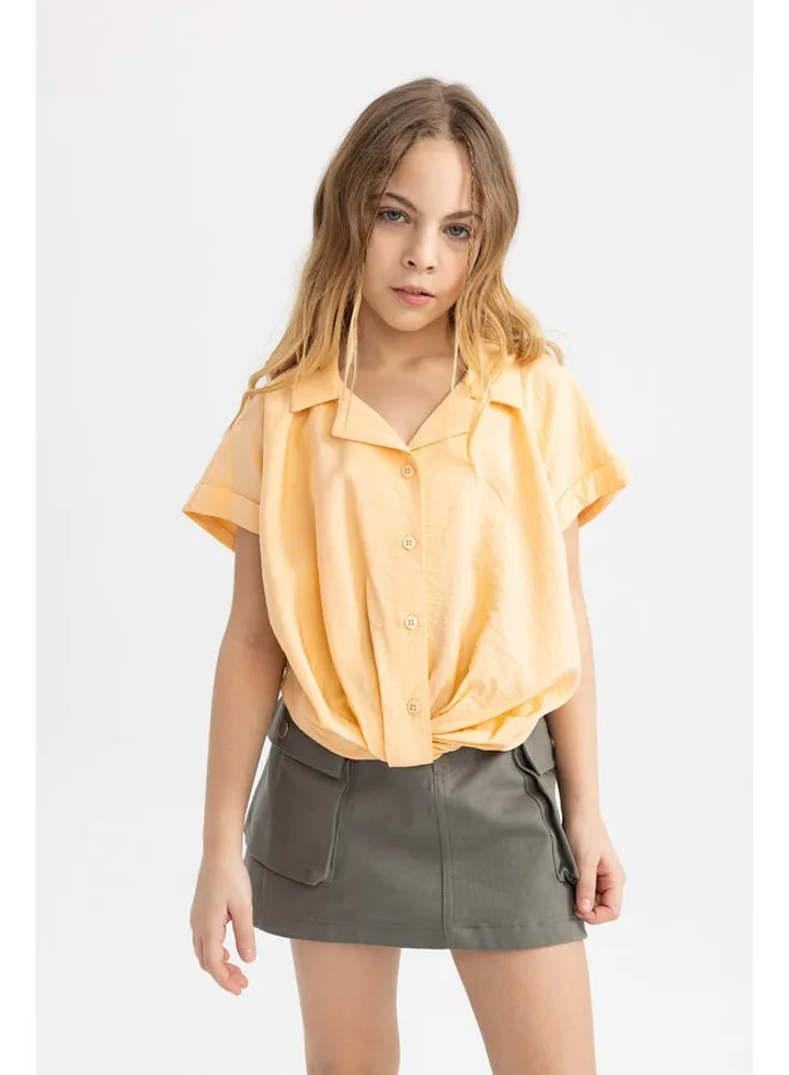 Girl Cropped Fit Woven Short Sleeve Shirt