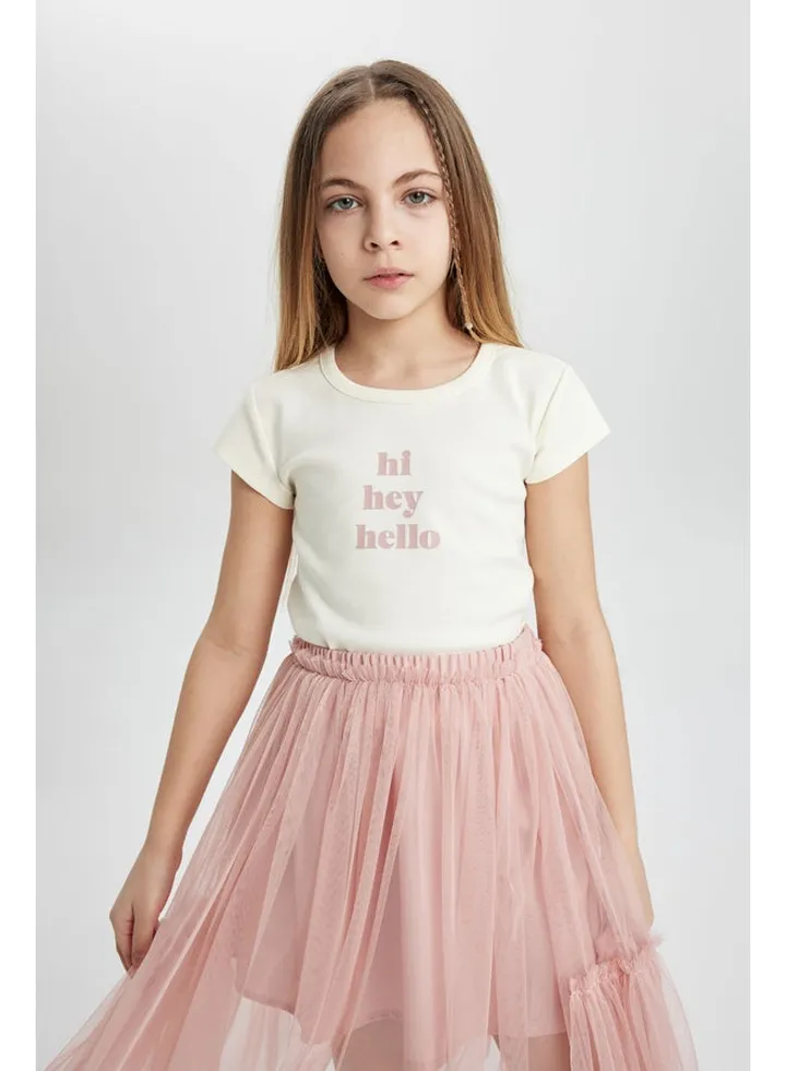 Girl Slim Fit Knitted Short Sleeve Body